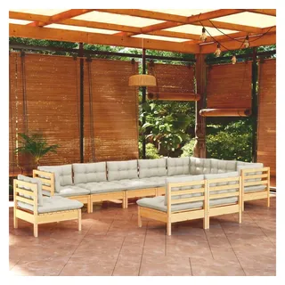 furnicato Gartenlounge-Set Garten-Lounge-Set Massivholz Cremeweiß 63,5x63,5x62,5 cm, (1-tlg), Modulare Sitzgruppe mit weichen Kissen für die Terrasse und Balkon weiß