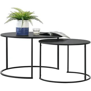 [en.casa] Couchtischset Korenica 2er-Set max. 20-20 kg Rund Schwarz