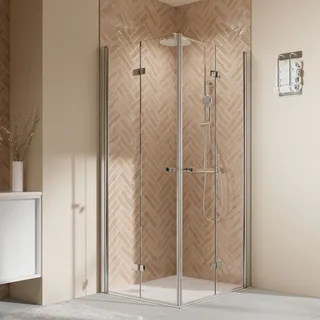 Breuer Elana 2.0 Eckeinstieg mit Drehfalttür rechts 80 x 80 cm Klarglas 1432001101014