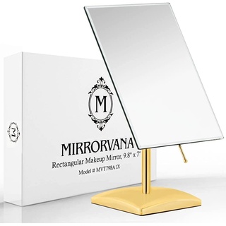 Mirrorvana Goldener Tischspiegel Groß, Schminktisch Spiegel, Kosmetikspiegel/Schminkspiegel, Badezimmer Spiegel für die Arbeitsplatte – Badspiegel ohne Rahmen, 18 x 25 cm (Gold)