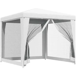 vidaXL Partyzelt mit 4 Netz-Seitenwänden UV-beständig Wasserbeständig Pavillon Festzelt Gartenzelt Gartenpavillon Bierzelt Zelt Garten 2,5x2,5m Weiß