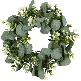 Kranz Künstliche Eukalyptus, Grün Türkranz Ganzjährig, Deko Wandkranz für Hochzeit, Tür, Party, Fenster, Garten, Wand, Kamin Dekoration - 30 cm