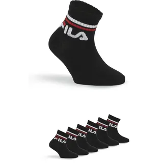 Fila Junior Unisex Quarter Plain Socks 6-Paar Schwarz 23-26