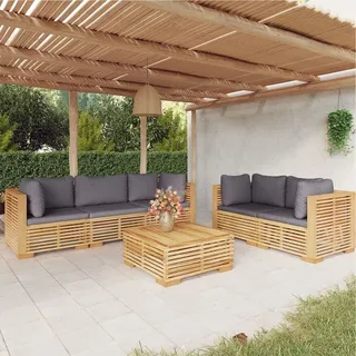 Ankonbej 6-tlg. Garten-Lounge-Set mit Kissen Massivholz Teak