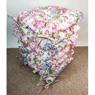 Rattani Set 6 x Stuhlkissen/Sitzkissen Klara 42 x 42 cm Dicke 8 cm Landhaus Leben Fb. 902