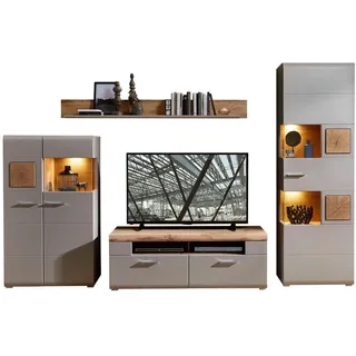 Innostyle Wohnwand Basalt/Eiche Altholz Grau/Braun - Braun