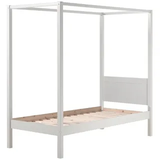 58 aufm Kessel Himmelbett Kathie 90 x 200 cm Kiefer massiv lackiert weiß
