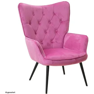 Hti-Living Ohrensessel Freya Velours 70 x 94 x 77,5 cm Pink
