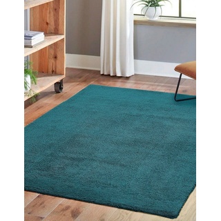 Teppich San Paolo, Andiamo, rechteckig, Höhe: 27 mm, Uni Farben, weiche Qualität, ideal im Wohnzimmer & Schlafzimmer grün 60 cm x 130 cm x 27 mm