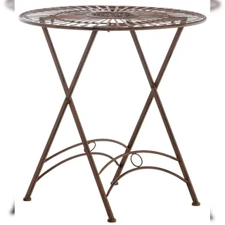Décoshop26 - Metall-Gartentisch Ø 71 cm rustikaler Stil gealtertes Braun MDJ10217