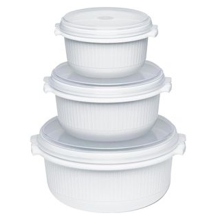 Emsa Mikrowellengeschirr Micro Family, Kunststoff, Dosen, 0,5 / 1,0 / 1,5 Liter, weiß, 3er Set