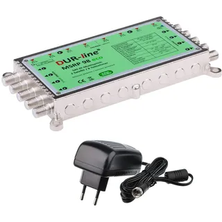 DUR-line MSRP 9/8 eco + Netzteil - Multischalter für 2 Satelliten/8 Teilnehmer - Geringe Stromaufnahme - 0 Watt Standby Multiswitch [Digital, HDTV, FullHD, 4K, UHD]