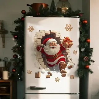 3d Wanddurchbrucheffekt, Weihnachtsmann Verteilt Geschenke Im Schnee, Selbstklebender Wandaufkleber, Heimdekorationsaufkleber (größe 4350 Cm)