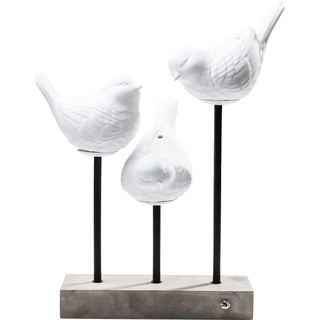 Kare Design Tischleuchte Animal Birds LED, Weiß, Tischleuchte, Tischlampe, Vögel, Porzellan Schirm, Beton Fuß, 52x35x25 cm (H/B/T)