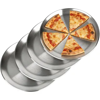 ZHLIMY 4 Stück Edelstahl Teller, Edelstahlteller Runden Geschirr Φ 20cm, Camping Teller Edelstahl, Barbecue Dish, Kuchenform, Fleisch Dish, Reisplatte für Camping, Picknick, Wandern, Küche, Party