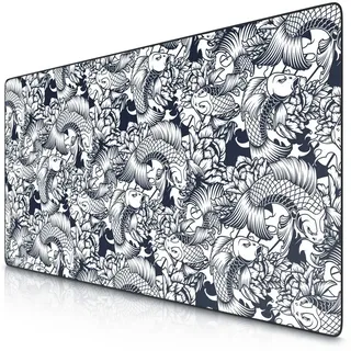 Titanwolf Gaming Mauspad XXXL Speed Mousepad 1200 x 600 x 3 mm, große Schreibtischauflage, rutschfest, abwaschbar, Geschwindigkeit & Präzision, Kois weiß