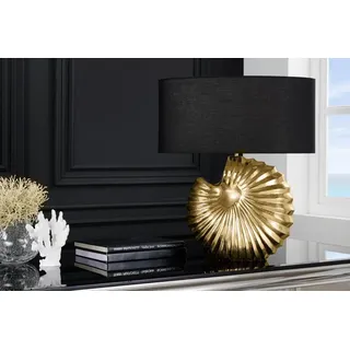 riess-ambiente Tischleuchte SHELL 60cm gold / schwarz, Ein-/Ausschalter, ohne Leuchtmittel, Wohnzimmer · Stoff · Metall · Muschel · Maritim · Maritim goldfarben