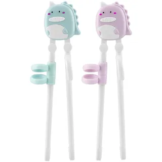 PandaEar 2 Paar Kinder Stäbchen zum Essen, Chinesische Stäbchen Set, Essstäbchen Kinder Lernstäbchen für Anfänger und Kleinkinder, Kids chopsticks, Dinosaurier