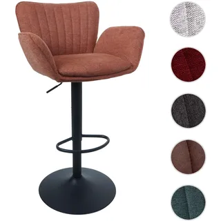 Barhocker HWC-M67, Drehstuhl Barstuhl, mit Armlehne Fußablage drehbar Stoff/Textil Eisen FSC® ~ terrakotta Fuß schwarz