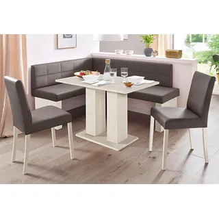 massivline & more Anna 4-tlg. holzwerkstoff mit farbe weiß/lotos 5093 dunkelbraun/dunkelbraun/weiß