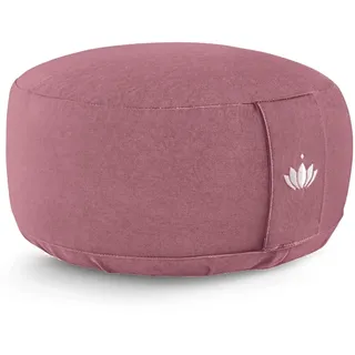 LOTUSCRAFTS® Meditationskissen mit 15cm Sitzhöhe, bestickt, Yoga Kissen mit Dinkelfüllung, Yogakissen Rund, Bodenkissen Rund, Yogakissen Meditationskissen, Bezug waschbar, GOTS zertifiziert