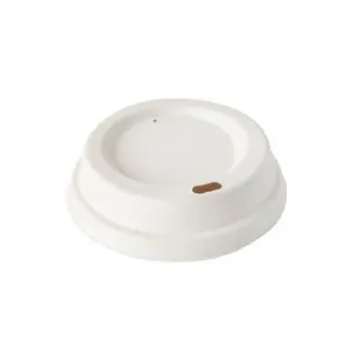 Domdeckel für Trinkbecher Papstar Pure Zero, mikrowellengeeignet, Ø 80 x H 25 mm, aus FSC®-zertifizierter Zuckerrohr-Pappe, cremefarben, 50 Stück