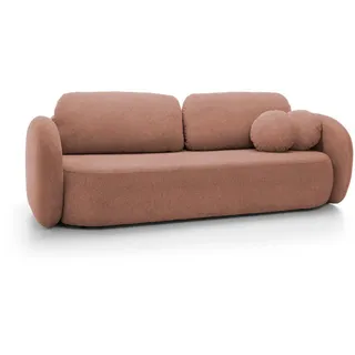DomoHome Sofa, Rosa, Textil, Rechteckig, 238x86x101 cm, Wohnzimmer, Sofas & Couches, Schlafsofas