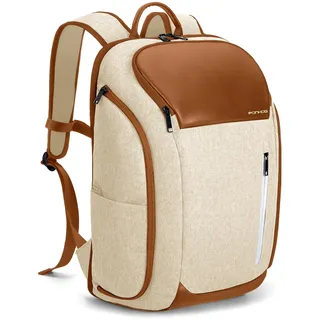 Ponhog Laptop-Rucksack für Damen, 30 l, großes Fassungsvermögen, Diebstahlschutz, leicht, Business-Rucksack mit mehreren Taschen, passend für 17,3-Zoll-Laptop, Beige