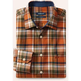 Walbusch Herren Soft-Flanell-Hemd Orange kariert