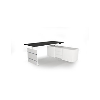 Move 3 - Schreibtisch mit Sideboard - Steh-/Sitztisch 180x80x72-120cm mit sideboard 160x50x58cm anthrazit