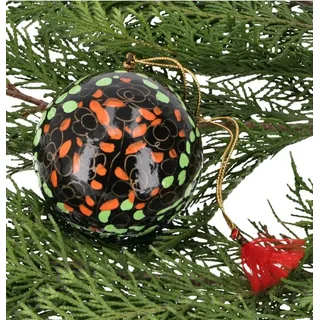 Guru-Shop Christbaumschmuck Upcycling Weihnachtskugel aus Pappmachee,.. bunt