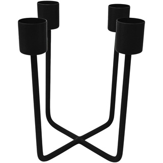 LaLe Living Kerzenhalter - Quattra - aus Eisen in Schwarz, 12,5x14,5cm, geeignet für 4 Stabkerzen als scandic Deko in Allen Räumen oder als moderner Adventskranz Weihnachtsdeko (Schwarz)