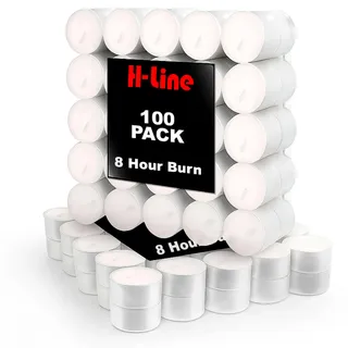 H-LINE Teelichter, bis zu 8 Stunden Brennzeit, 100 Stück