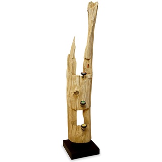 Kerzenhalter Treibholz 110-130cm - Skulptur aus Massivholz - Teelichthalter als Dekoration XXL