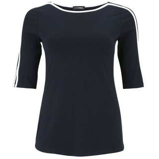 Doris Streich Tunika Long-Shirt mit weißen Streifen-Einsätzen blau 40