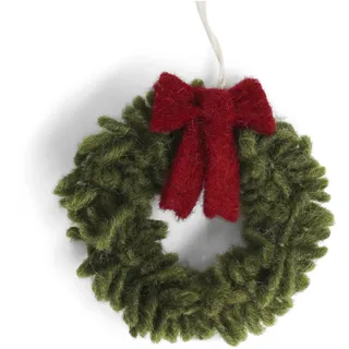 Gry & Sif Anhänger, Kleiner Kranz mit Schleife, Geschenkanhänger, Christbaumschmuck, Weihnachtsdeko, Fairtrade, Handmade