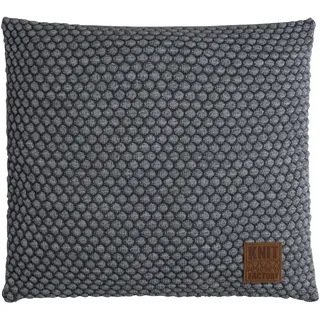 KNIT FACTORY - Juul Kissen - Anthrazit/Grau - 50x50 cm | Sofakissen mit Füllung und Bezug - Couchkissen - Zierkissen - Gestrickter Dekokissen - Kissen mit Wabenmuster