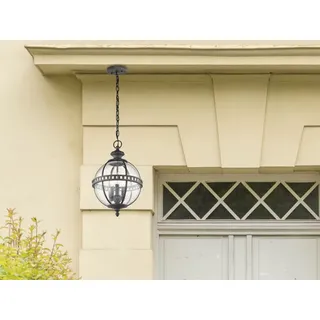 LED Outdoor Pendelleuchte Jugendstil Lampe Glaskugel hängend übern Esstisch Flur - Grau