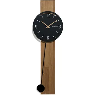 FLEXISTYLE Wanduhr groß ohne tickgeräusche Naturale modern Holz XXL Eiche Badezimmer Wohnzimmer mit pendel (Eiche, Schwarz)