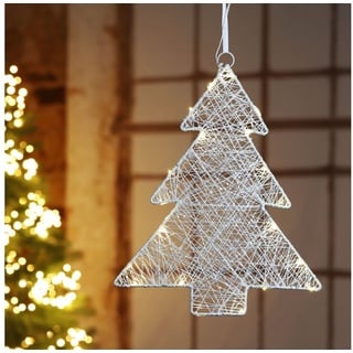 Gravidus Weihnachtsfigur Tannenbaum mit LEDs Weiß Metall schimmernd