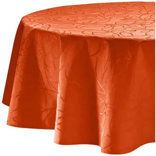 Erwin Müller Tischdecke Outdoor-Tischdecke "Terrassa", abwaschbar Blatt orange rund | 160 cm x 160 cm