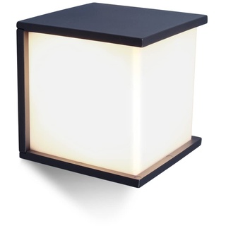 Eco Light Außenwandleuchte BOX CUBE in Anthrazit, 1 flammige Außenleuchte 1xE27 max.30 Watt, Wandleuchte aus Aluguss und Polycarbonat,moderne Wandlampe