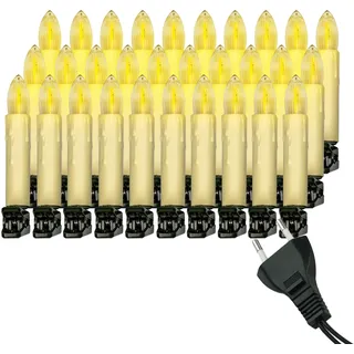 Retro Weihnachtsbaum-Lichterkette mit LED Filament Kerzen, klassische Baumbeleuchtung mit austauschbaren E10 Leuchtmittel, Weihnachtsbeleuchtung für Innen, nostalgie (creme, 30 Kerzen - ca. 14,5 m)