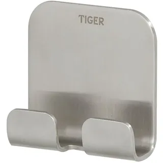 Tiger Colar Haken zum Kleben, Edelstahl gebürstet, mit integrierter Klebefolie zur Montage ohne bohren, 4.9 x 5 x 2 cm