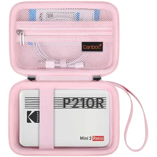 Canboc Tragetasche für Kodak Mini 2 Retro 4PASS tragbarer Fotodrucker/Kodak Mini Shot 2 Retro 4PASS 2-in-1 Sofortbild-Digitalkamera, Netztasche für Fotopapier und Kabel, rosa