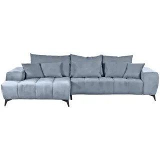 Carryhome Ecksofa, Blau, Metall, 3-Sitzer, Füllung: Schaumstoff, Ottomane links, L-Form, 300x205 cm, Made in EU, seitenverkehrt erhältlich, Rücken echt, elektrischer Sitzvorzug, Wohnzimmer, Sofas & Couches, Wohnlandschaften, Ecksofas