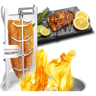 FENNEK Shorty | Kleiner Edelstahl Flammlachshalter für Feuerschalen & Grills | mit speziellem Spannmechanismus- Keine Schrauben nötig | 180° drehbar | Made in Germany