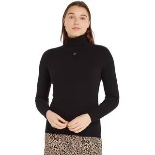 Tommy Jeans Damen Pullover Essential Rollkragen, Schwarz (Black), S - S