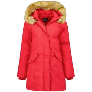 Canadian Peak Dinastipeak_Lady - Women's Comfortable Autumn Winter Warm Mid Thick Parka - Fine Coat Fake Fur Hood - Windbreaker Jacket - Elegant Women (Red XL) - XL