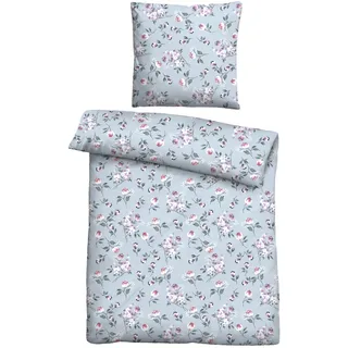 Castell Polycotton Blümchen Blau 135 x 200 cm + 80 x 80 cm